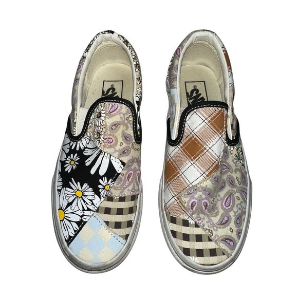 Vans Women’s Canvas Slip On Shoes Meadow Patchwork SZ 5 Boho Festival Peasant - Picture 1 of 8